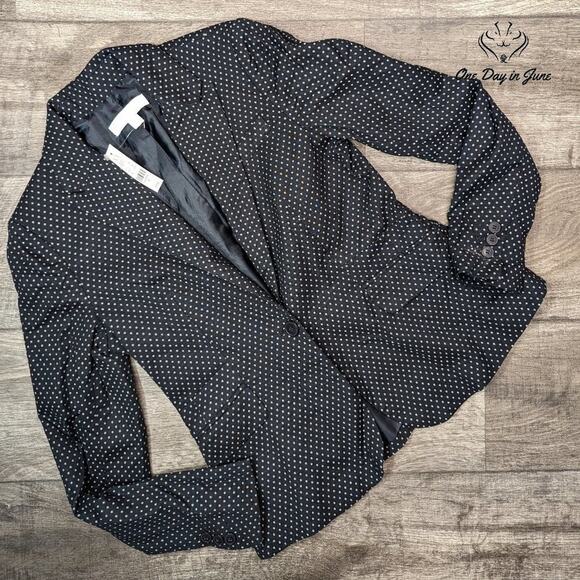 New York & Company One Button Polk-a-dot Blazer Size 6 - Picture 1 of 5